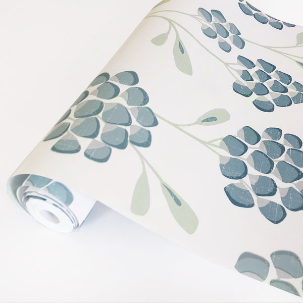 Scandi Flora Aqua Wallpaper